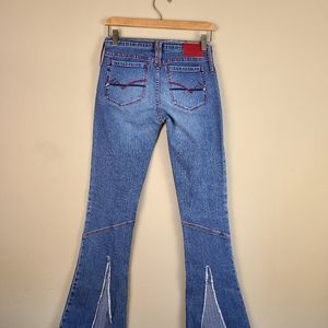 27 Y2K jeans 27 ABS slit ankle red stitching